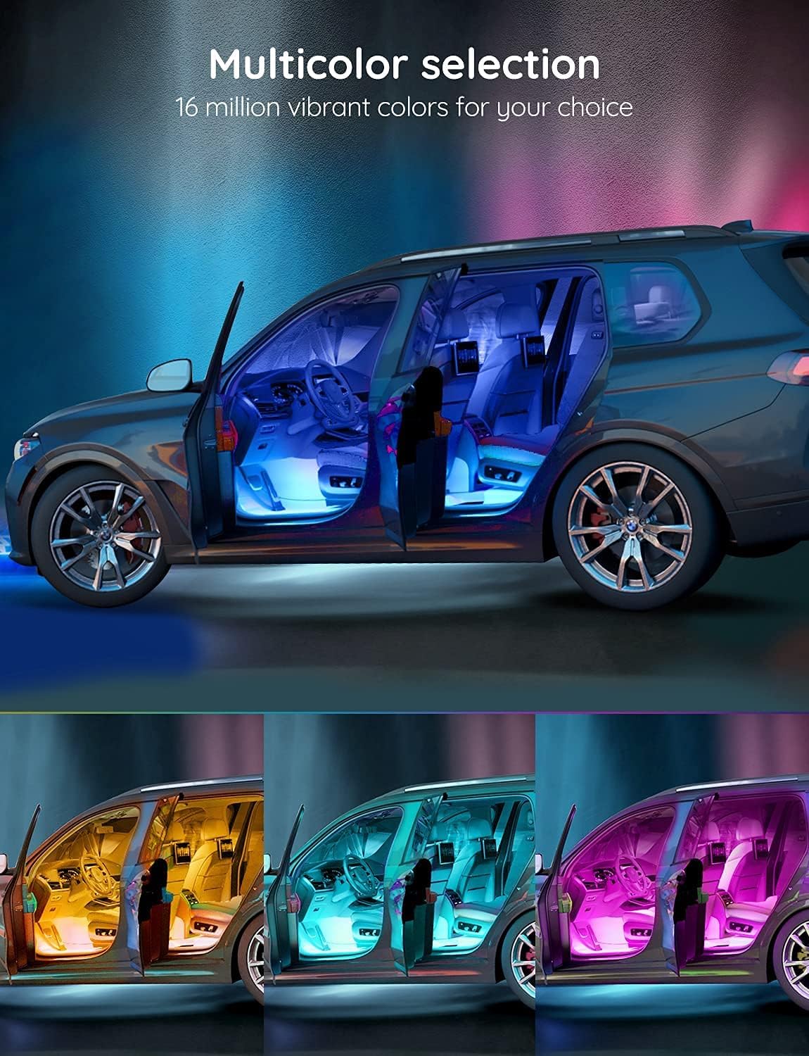 Luces LED Govee RGB para Auto – 16 Colores + Control App y Modo Música