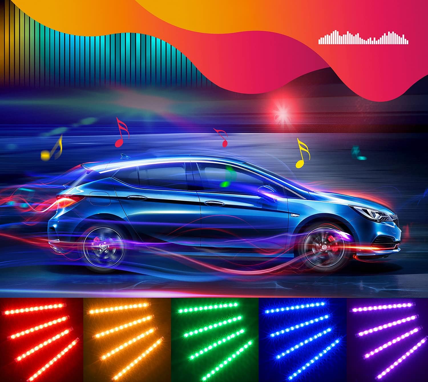 Luces LED Govee RGB para Auto – 16 Colores + Control App y Modo Música