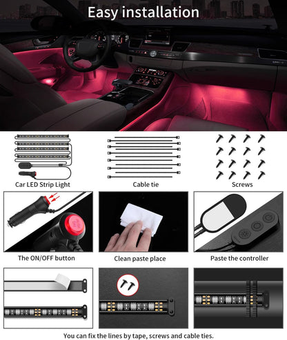 Luces LED Govee RGB para Auto – 16 Colores + Control App y Modo Música