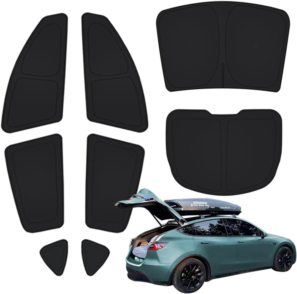 Upgrade Your Tesla Model Y Camping Experience with  8-Piece Privacy Curtain Set - Ultimate UV Blocker & Sunshade Protection!
